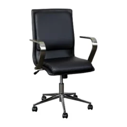 Emma And Oliver Modern Upholstered Mid-Back Home Office Chair With Arms And 5 Star Base -Home office GUEST 3165ca9b 4f8d 427e b1de d80b192dfdb4