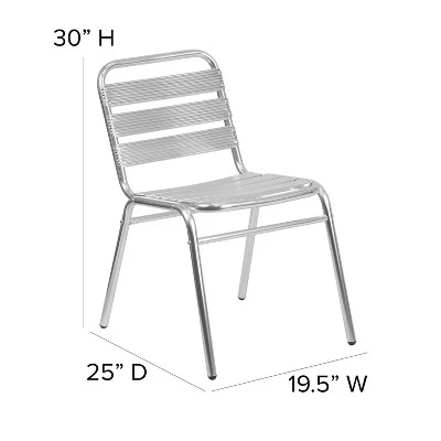 Emma And Oliver Aluminum Indoor-Outdoor Stack Chair With Triple Slat Back 3 Emma And Oliver Aluminum Indoor-Outdoor Stack Chair With Triple Slat Back - Image 3