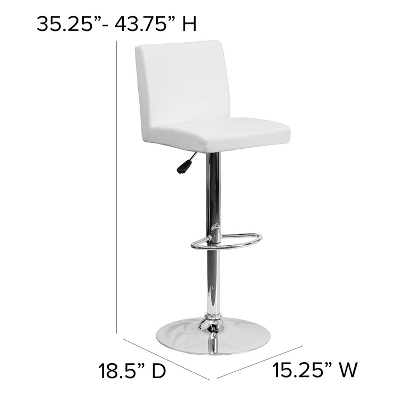 Emma And Oliver Panel Back Adjustable Height Barstool With Chrome Base 3 Emma And Oliver Panel Back Adjustable Height Barstool With Chrome Base - Image 3