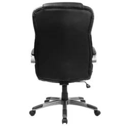 Emma And Oliver High Back Black LeatherSoft Swivel Office Chair Titanium Nylon Base/Loop Arms -Home office GUEST 3318f525 2e46 418c 91b0 fe4dab867be0