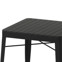 Emma And Oliver Modern Weather And Rust Resistant Black Steel Patio Table With Polyresin Top And Rounded Corners For Indoor And Outdoor Use -Home office GUEST 33a81c8e 801b 456e 8c6d 7364fa7781c1