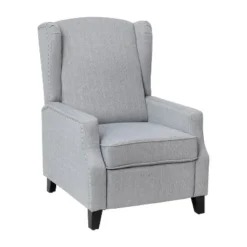 Emma And Oliver Fabric Upholstered Easy Push Back Recliner - Classic Wingback Design With Nailhead Accent Trim And Footrest -Home office GUEST 33ed7dcf 35ae 4ee9 affe f4ddc29ff0c4
