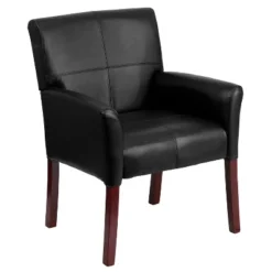 Emma And Oliver Leather Executive Side Reception Chair With Mahogany Legs -Home office GUEST 342d2d32 e027 4db2 a7f1 81018e5c6e10