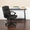 Emma And Oliver Mid-Back Black LeatherSoft-Padded Task Office Chair With Arms