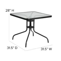 Emma And Oliver 31.5" Square Tempered Glass Metal Table -Home office GUEST 351fca67 3862 44b4 a6b0 528d996aeb0f