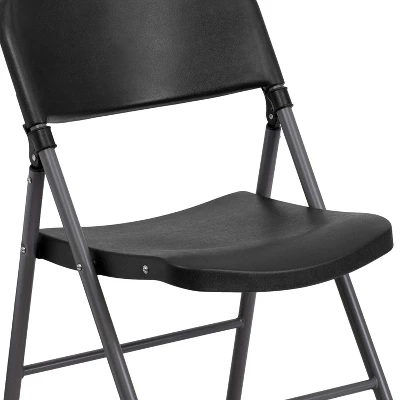 Emma And Oliver 6 Pack 330 Lb. Capacity Black Plastic Folding Chair - Charcoal Frame - Event Chair 5 Emma And Oliver 6 Pack 330 Lb. Capacity Black Plastic Folding Chair - Charcoal Frame - Event Chair - Image 5
