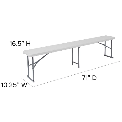 Emma And Oliver 10.25"Wx71"L Portable Bi-Fold Granite White Plastic Bench 3 Emma And Oliver 10.25"Wx71"L Portable Bi-Fold Granite White Plastic Bench - Image 3