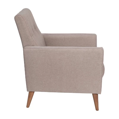 Emma And Oliver Upholstered Mid-Century Modern Arm Chair With Tufted Seat And Back, Pocket Spring Support And Wooden Legs 7 Emma And Oliver Upholstered Mid-Century Modern Arm Chair With Tufted Seat And Back, Pocket Spring Support And Wooden Legs - Image 7