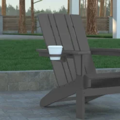 Emma And Oliver Set Of 4 Adirondack Chairs With Cup Holders, Weather Resistant HDPE Adirondack Chairs -Home office GUEST 3741909d f4b5 4e06 950e 6708babcd663