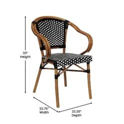 Emma & Oliver Soie Set Of Four Indoor/Outdoor Stacking Thonet Bistro Style Chairs With Arms, PE Rattan Seat And Bamboo Finished Metal Frame 23 Emma & Oliver Soie Set Of Four Indoor/Outdoor Stacking Thonet Bistro Style Chairs With Arms, PE Rattan Seat And Bamboo Finished Metal Frame -Home office GUEST 378c9fa5 381f 4c27 b1e6 b5efd884cee7