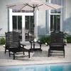 Emma And Oliver 3-Piece Indoor/Outdoor Set With 2 Poly Resin Adjustable Adirondack Loungers With Swivel Cup Holders And Folding Side Table