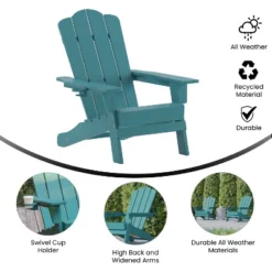 Emma And Oliver Adirondack Chair With Cup Holder, Weather Resistant HDPE Adirondack Chair -Home office GUEST 3acf07a3 f0c6 406a 8cf7 e9cbe9e7e453