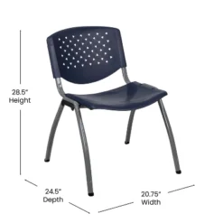 Emma And Oliver Home And Office Navy Plastic Stack Chair With Perforated Back - Guest Chair -Home office GUEST 3b2903e7 e732 4068 b4e1 c5422b6f7d61