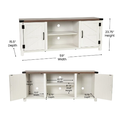 Emma And Oliver 59 Inch Barn Door TV Stand Fits Up To 65" TV's With Adjustable Shelf 5 Emma And Oliver 59 Inch Barn Door TV Stand Fits Up To 65" TV's With Adjustable Shelf - Image 5