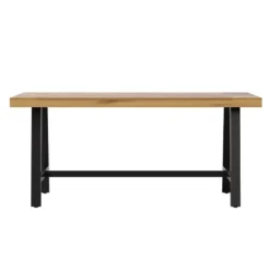 Emma And Oliver Natural Finish Solid Acacia Wood Dining Table With Black Metal Legs For Indoor And Outdoor Use -Home office GUEST 3bae5c70 0f28 4209 81e5 f9251fd355b2