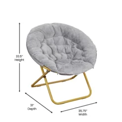 Emma And Oliver Oversize Folding Saucer Chair With Cozy Faux Fur Cushion And Metal Frame For Dorms, Bedrooms, Apartments And More -Home office GUEST 3bb53071 d31e 4eac bf78 cf6581f75b9c