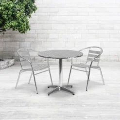 Emma And Oliver 31.5" Round Aluminum Indoor-Outdoor Table