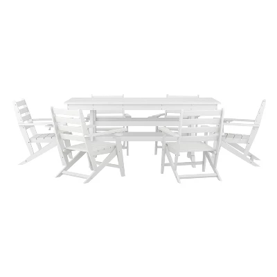 Emma And Oliver 7 PC Adirondack Dining Set With 72" Rectangle Indoor/Outdoor Recycled HDPE Table And 6 Chairs With Cupholders 15 Emma And Oliver 7 PC Adirondack Dining Set With 72" Rectangle Indoor/Outdoor Recycled HDPE Table And 6 Chairs With Cupholders - Image 15