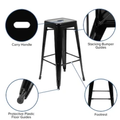 Emma And Oliver 4 Pack 30" High Metal Indoor Bar Stool - Stackable Stool -Home office GUEST 3cb8cbbc ea79 4d59 bc6c 88c52fba09ec