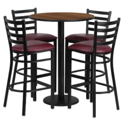 Emma And Oliver 30" Round Laminate Table Set With 4 Ladder Back Metal Stools -Home office GUEST 3d4cc219 2704 47a4 9444 2784d3cbbd9f