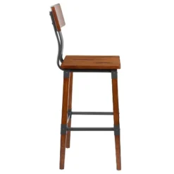 Emma And Oliver 4 Pack Commercial Grade Rustic Walnut Industrial Style Wood Dining Barstool -Home office GUEST 3de7a010 b643 4b39 b931 38bc5572c300