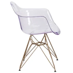 Emma And Oliver 2 Pack Transparent Side Chair With Arms And Gold Base - Accent & Side Chair -Home office GUEST 3e30709c 3699 4038 a04c dc7ac73d8ee9