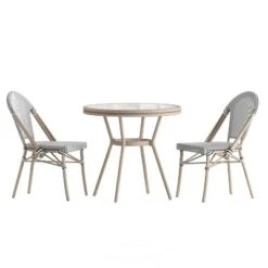 Emma & Oliver Massalia Indoor/Outdoor Bistro Style 31.5 In. Table With Textilene, Glass Top, And Two Chairs - Metal Frame 21 Emma & Oliver Massalia Indoor/Outdoor Bistro Style 31.5 In. Table With Textilene, Glass Top, And Two Chairs - Metal Frame -Home office GUEST 3e7fba71 94a4 423e 8aa1 b7c01298fb4e