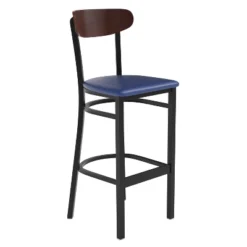 Emma And Oliver Industrial Barstool With Rolled Steel Frame And Solid Wood Seat - 500 Lbs. Static Weight Capacity -Home office GUEST 3ec8ee2f 6cbe 47be 973e bd1905a7fb32