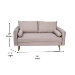 Emma And Oliver Upholstered Mid-Century Modern Pocket Spring Loveseat With Wooden Legs And Removable Back Cushions -Home office GUEST 3ed2e2ae 1301 4e8d bf7b b705dc79d5e3