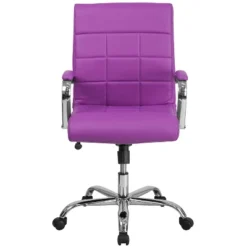 Emma And Oliver Mid-Back Vinyl Executive Swivel Office Chair With Chrome Base And Arms -Home office GUEST 3f12d223 9161 4980 97b6 e49e2e040d5a