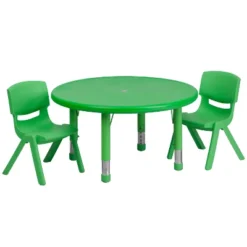 Emma And Oliver 33" Round Plastic Height Adjustable Activity Table Set With 2 Chairs -Home office GUEST 3fc3900a c6da 4aba 8d2b 0b5f6306e3a4