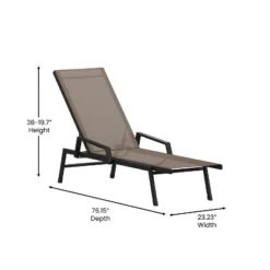 Emma And Oliver Textilene Adjustable 5 Position Patio Chaise Lounge With Armrests And Metal Frame -Home office GUEST 3fde9f15 3955 46bb 988f c69824d4eef3