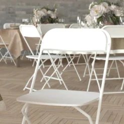 Emma And Oliver 4 Pack Of All-Weather, Extra Wide Contoured Plastic Folding Chairs With Metal Frame And 650 Lb. Static Weight Capacity -Home office GUEST 3ff87c05 5d08 4704 9d35 d1265b3139ce