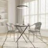 Emma & Oliver Massalia Set Of Two Indoor/Outdoor Stacking Thonet Bistro Style Chairs With Arms, Textilene Seat And Bamboo Finished Metal Frame