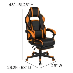Emma And Oliver Black/Orange Ergonomic Gaming Chair -Recline Back/Arms, Footrest, Massaging Lumbar -Home office GUEST 40f22184 7f30 41d2 9f95 321b28709a3c
