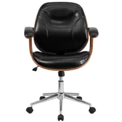 Emma And Oliver Mid-Back Black LeatherSoft Executive Ergonomic Wood Swivel Office Chair - Arms 17 Emma And Oliver Mid-Back Black LeatherSoft Executive Ergonomic Wood Swivel Office Chair - Arms -Home office GUEST 4188d00b 6357 4e8f 827d c72bd95de984