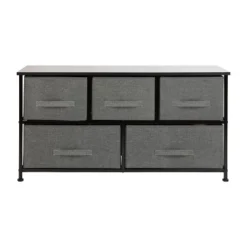Emma And Oliver 5 Drawer Storage Chest With Wood Top & Dark Fabric Pull Drawers -Home office GUEST 425ff952 2be4 44f2 b46e c7e25906fd95