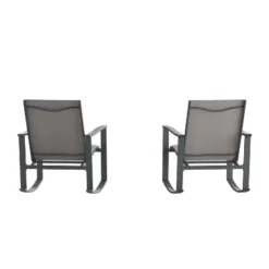 Emma And Oliver Set Of 2 Outdoor Rocking Chairs With Flex Comfort Material And Metal Frame -Home office GUEST 42646162 a74d 4da9 a7fa 0f36b27a13f8