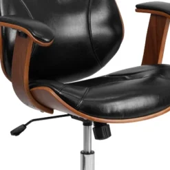 Emma And Oliver Mid-Back Black LeatherSoft Executive Ergonomic Wood Swivel Office Chair - Arms 14 Emma And Oliver Mid-Back Black LeatherSoft Executive Ergonomic Wood Swivel Office Chair - Arms -Home office GUEST 426d4d5b 58cb 4f54 ac8c 73fd568338cc