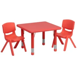 Emma And Oliver 24" Square Plastic Height Adjustable Activity Table Set With 2 Chairs -Home office GUEST 44190d74 5583 4b7c ba5b 8ebf787a975e