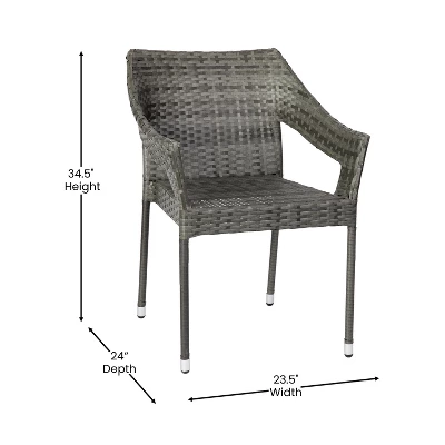 Emma And Oliver All-Weather Indoor/Outdoor Stacking Patio Dining Chairs With Steel Frame And Weather Resistant PE Rattan 6 Emma And Oliver All-Weather Indoor/Outdoor Stacking Patio Dining Chairs With Steel Frame And Weather Resistant PE Rattan - Image 6