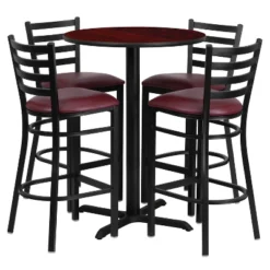 Emma And Oliver 30" Round Laminate Table Set With X-Base And 4 Ladder Back Stools 16 Emma And Oliver 30" Round Laminate Table Set With X-Base And 4 Ladder Back Stools -Home office GUEST 46a215a2 b6c8 4db1 bd2e a90b901140f0