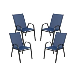 Emma And Oliver 4 Pack Outdoor Stack Chair With Flex Comfort Material - Patio Stack Chair -Home office GUEST 473b78fe 7e17 4ffe 8707 22ffbeeb62e2