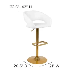 Emma And Oliver Shae Contemporary Upholstered Adjustable Height Barstool With Rounded, Cutout Mid-Back And Pedestal Base -Home office GUEST 47753961 39e9 4ba8 b599 8f8be42fd913
