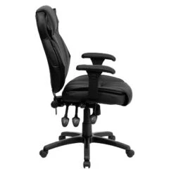 Emma And Oliver High Back Black LeatherSoft Multifunction Ergonomic Office Chair, Lumbar Knob -Home office GUEST 47b04eea cc90 4a55 8487 28cc443be12a