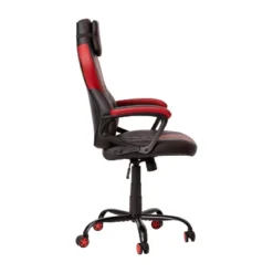 Emma And Oliver Ergonomic High Back Swivel Gaming Chair With Diamond Stitch Black Faux Leather Upholstery With Red Accent Stripes, Padded Arms -Home office GUEST 47bd88f2 666e 47eb ad31 47a0916dcd65