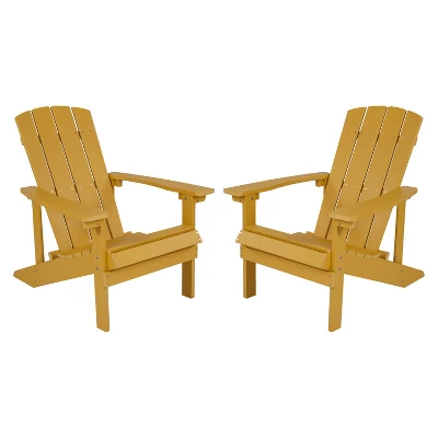 Emma And Oliver 2 Pack Outdoor All-Weather Poly Resin Wood Adirondack Chairs 13 Emma And Oliver 2 Pack Outdoor All-Weather Poly Resin Wood Adirondack Chairs - Image 13