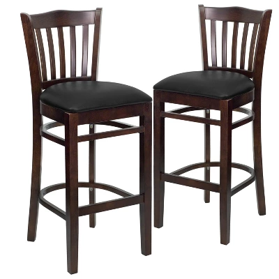 Emma And Oliver 2 Pack Vertical Slat Back Wooden Restaurant Barstool 17 Emma And Oliver 2 Pack Vertical Slat Back Wooden Restaurant Barstool - Image 17