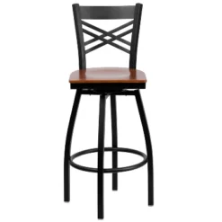 Emma And Oliver Black "X" Back Swivel Metal Restaurant Dining Barstool -Home office GUEST 480e30d2 ccad 46ca 9401 e00fa4333b70