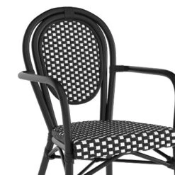Emma & Oliver Colmar Indoor/Outdoor Stacking Thonet Bistro Style Chair With Arms, PE Rattan Seat And Finished Metal Frame -Home office GUEST 49a55fa1 554c 4392 b48a d68319e0d2d1